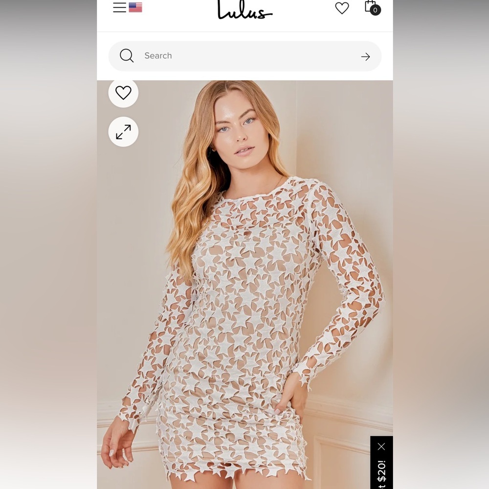 NWT Lulus She’s a Star White Crochet Long Sleeve Shift Dress Size XS - Picture 3 of 5